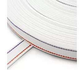 Rollladengurt 22mm Rollladengurt Weiß mit roten und violetten Streifen - Baumwolle - (22mm)