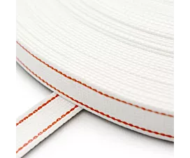 Rollladengurt 22mm Rollladengurt Weiß mit 2 roten Streifen - Baumwolle (Breite 22mm)