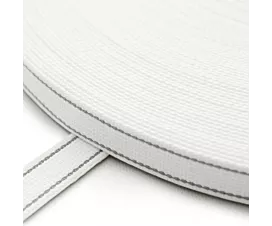 Rollladengurt 22mm Rollladengurt Weiß mit 2 grauen Streifen - Baumwolle - (Breite 22mm)