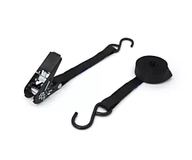 Alle Spanngurte 25mm Spanngurt - 300kg - 3m - 20mm - 2-teilig - Schwarze Mini-Ratsche + S-Haken - Schwarz – 10 Stk.