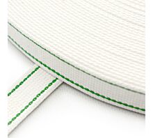 Alle Rollladengurte Rollladengurt Weiß mit 2 grünen Streifen - Baumwolle (Breite 22 mm)
